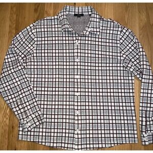 Vince Heavyweight Flannel Shirt XL Brown Beige Plaid Cotton Button Up Overshirt